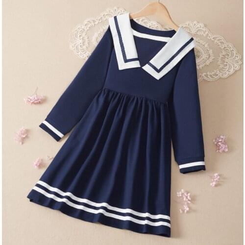 Preppy Style Girls Dresses Kids Baby Spring Costumes Children Fashion Long Sleeve Vestidos Casual Outfits 6 8 10 12 14 Years