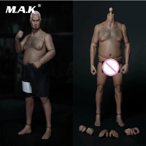 1/6 Scale Plump Man Figure Fat Strong Body Figure with head and short For 1:6 Model Action Figure Accessory