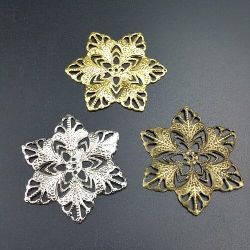 20Pcs/lot 43mm Hexagon Filigree flowerWraps Connectors Embellishments Findings Crafts accessories