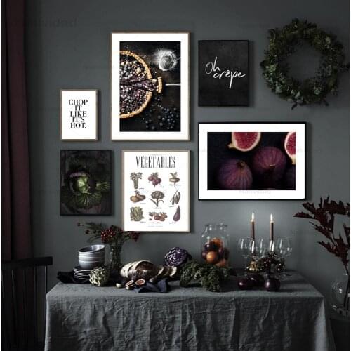 Fig Purple Cabbage Pizza Fruit Food Posters Minimalist Kitchen Wall Art Prints Canvas Painting Modern Pictures Dining Room Decor