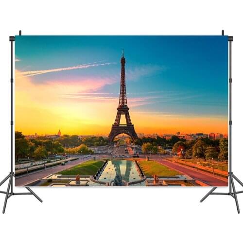 The View of The Eiffel Tower Square At Dusk Backdrops Photos Background Decor for Photography Photocall Studio Props