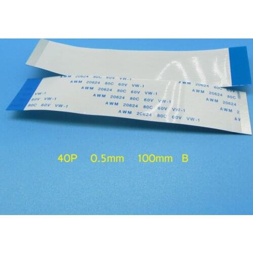 2pcs FFC FPC flat line flexible cable 0.5mm pitch 40 pin B Reverse Length 100mm 10cm Ribbon Flex Cable AWM 20624 80C 60V VW-1