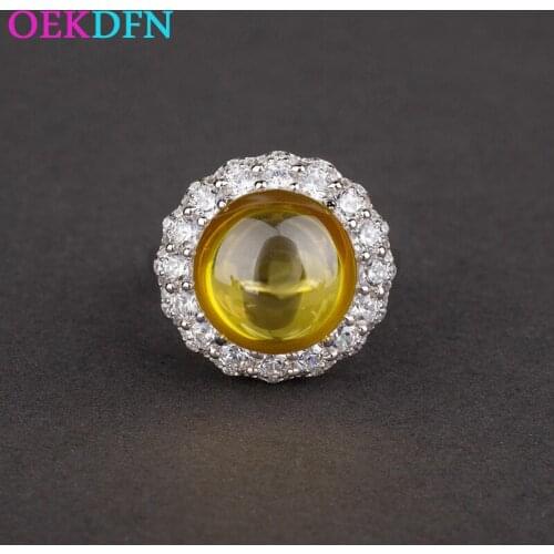 OEKDFN 100% 925 Sterling Silver Rings For Women Vintage Austrian Crystal Wedding Jewelry Trendy Princess Anniversary Ring Gift