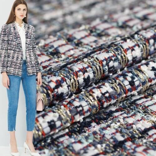 Pearlsilk France Colourful Tweed Fabrics Autumn Jacket Dress Suits Garment Materials The Sewing Cloth Meter Freeshipping