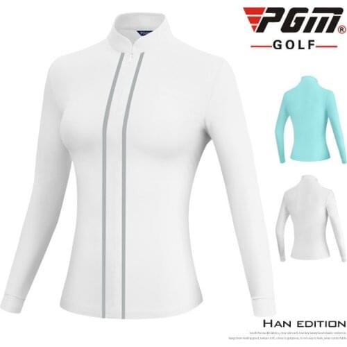 PGM Women Long Sleeve Golf Jacket Winter Warm Windbreaker Ladies Stand Collar Zipper Coat Golf Training Clothing D0800