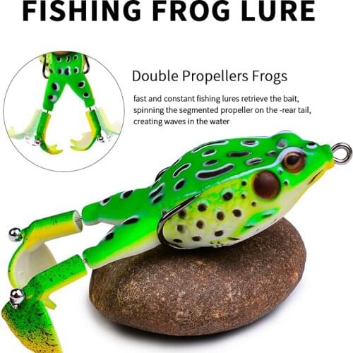 Double Propeller Frog Fishing Lures Soft Silicone Artificial Baits Wobblers Jigging Bait Top Water Carp Fishing Lures 9cm 13.5g