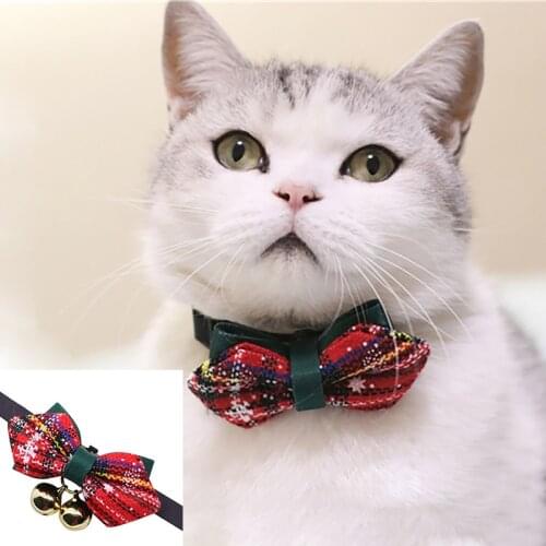 Christmas Holiday Pet Cat Dog Collar Bow Tie Adjustable Neck Strap Cat Dog Grooming Accessories Pet Product Supplies Christmas