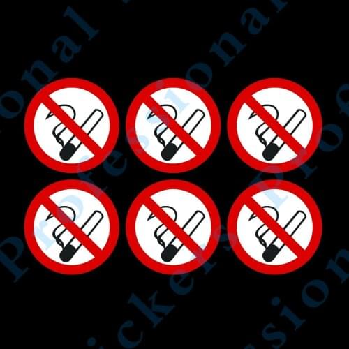 6x 75mm No Smoking Self Adhesive Stickers - Same Day Dispatch, Next Day Delivery Waterproof Vinyl stickers for car Motos