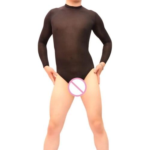 Sexy Mens Sheer Bodysuit Breathable Body Tights Sexy Lingerie Underwear Club Gay Couple Open Crotch Bottoming Shirt Gay Wear