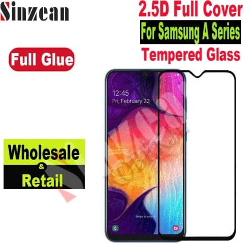 Sinzean 50pcs For Samsung A01/A11/A21/A31/A41/A51/A61/A71/A81/A91/A7E 2.5D Full Glue Tempered Glass Screen Protector