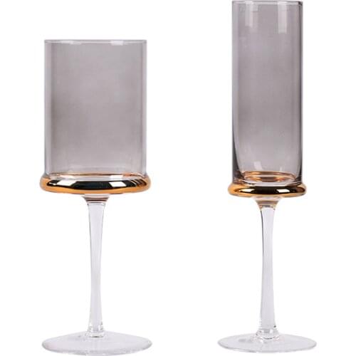Scandinavian wine glasses plating Gray/transparent Champagne Cup goblet whiskey glasses Water Cup kitchen hotel drink glasses