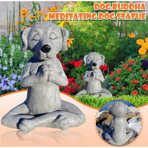 Dog Buddha Meditation Dog Statue Yoga Handmade Dogs Animal Sculpture Meditate Figurines Garden Decoration Home Decor Craft