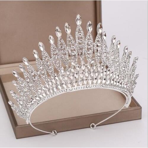New Silver red Crystal Bride Tiara crown Bridal Tiaras Head Jewelry Diadem Headbands tiaras and crowns wedding for women