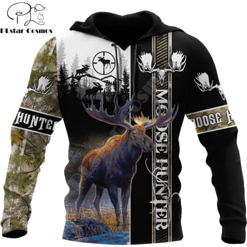 Beautiful Moose Hunting 3D Printed Hoodie Animal Men Sweatshirt Unisex Streetwear Zip Pullover Casual Jacket Tracksuits KJ0247