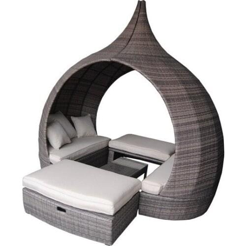 Trade Assurance rattan beach sun bed peach daybed outdoor garden furniture