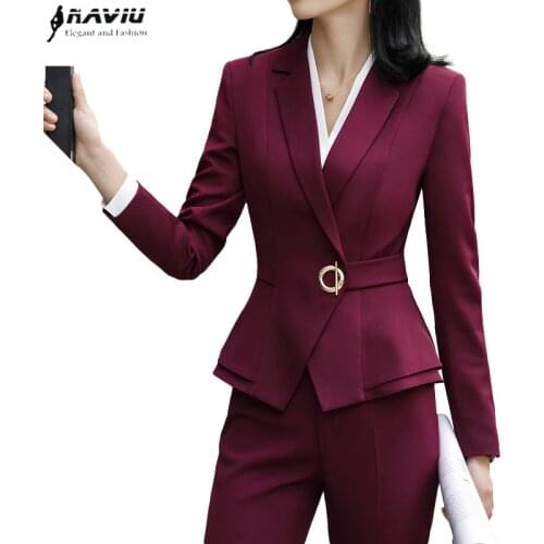 High Quality Winter Suit For Women Two Pieces Set Formal Long Sleeve Slim Blazer and Trousers Office Ladies Plus Size Work Wear