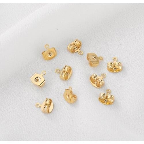 14K Gold Earring Studs Backs Stopper Scrolls Ear Post Butterfly For Jewelry Making DIY Blocked Caps Earring Backs Stoppers Ear
