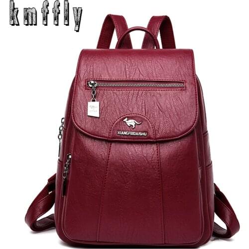 Women Leather Backpacks High Quality Ladies Bagpack School Bags For Girls Solid Luxury Designer Rucksacks Female Backpacks New