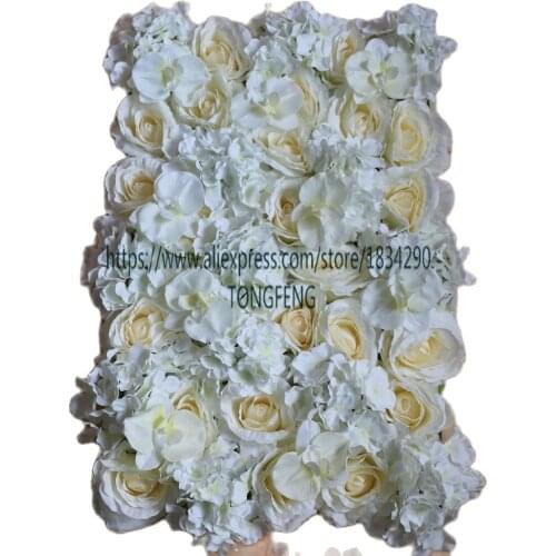 10pcs/lot Artificial silk rose hydrangea wedding backdrop decoration flower wall flower runner wedding Light champagne TONGFENG