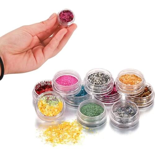 12 bottles/set UV Epoxy Resin Filling Nail Glitter Colorful Nail Art Powder Dust For DIY Jewelry Making Supplies Accessories