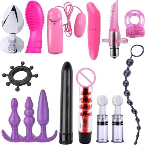 15pcs Butt Plug Mouth Gag Clitoral Stimulator Vibrator Dildo Ring Adult Sex Toy 68UD