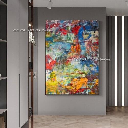 Colorful Knife painting 100% Handmade Oil painting Modern abstract landscape Hotel Decorative Home Decor Oil Painting Artwork