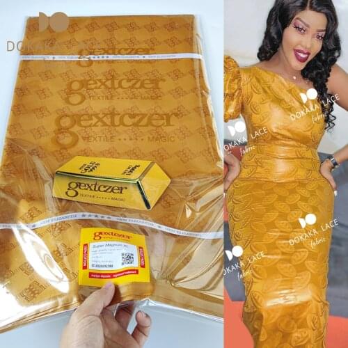 2021 New Design Bazin Riche Fabric Similar to Gextczer Quality 100% Cotton with Perfume Guinea Brocade Wedding Dresses