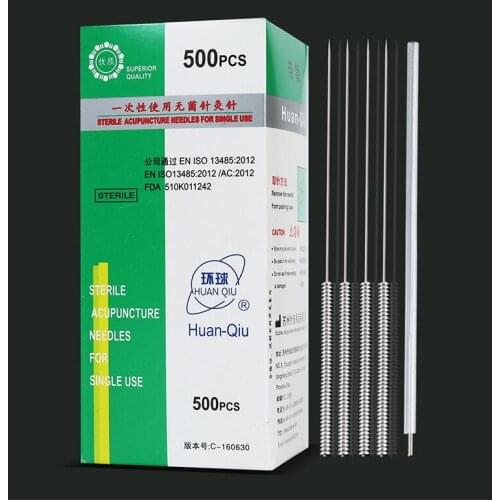 500pcs/box huanqiu sterile acupuncture needle for single use beauty massage needle with Needle tube