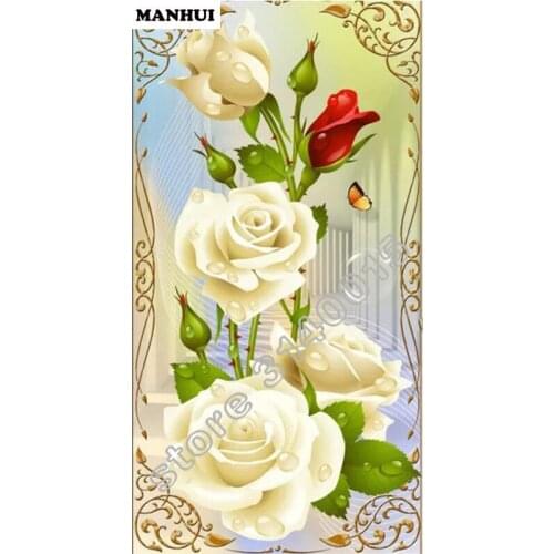 Diy Diamond Cross Stitch White Rose Painting Diamond Embroidery Square Diamond Mosaic Picture Home Decoration BEC022