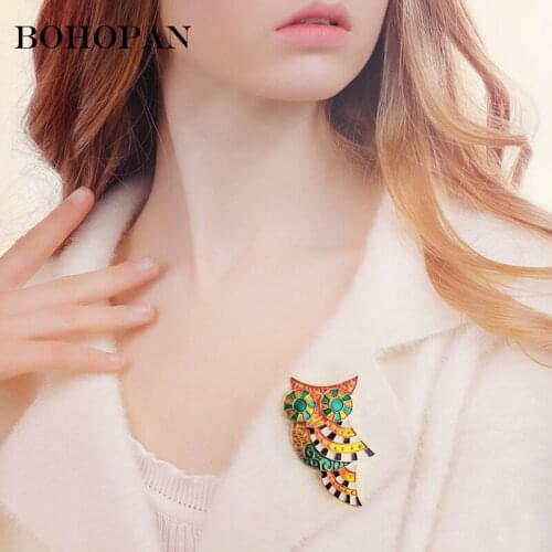 Metal Color Owl Brooch Vintage Enamel Drip Glaze Animal Brooches For Women Personalized Fashion Jewelry Clothing accessories
