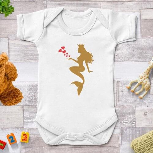 The Little Mermaid Queen Princess Printed Baby Rompers Newborn Jumpsuits Harajuku Baby Outfits 0-24M Baby Clothes
