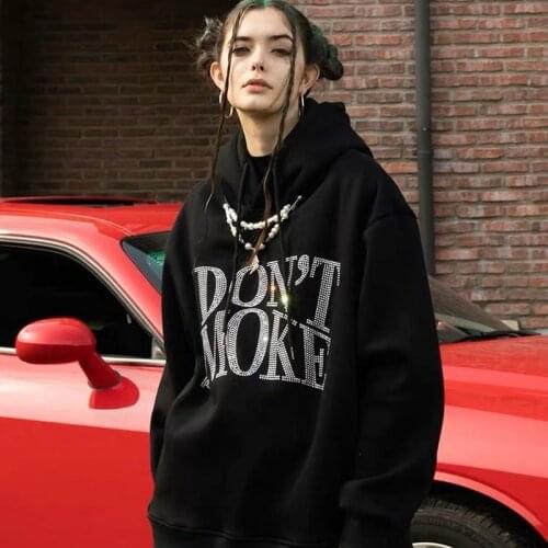 HOUZHOU Black Goth Hoodie Streetwear Women Man Punk Gothic Pullover Oversize Hip Hop Couple Sweatshirt Spring Coat Female 2021