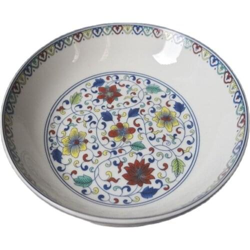 China old porcelain Blue and white porcelain Coloured drawing plate