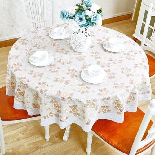1.8 Meters Round PVC Table Cloth Waterproof Disposable Tablecloth Imitation Cloth Hotel Round Table Mat Dining Table Cover