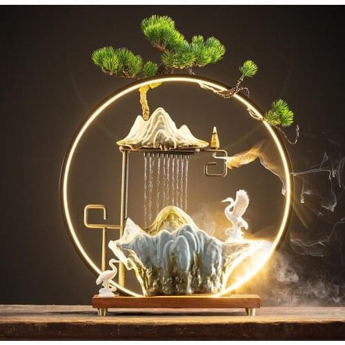 Backflow Incense Burner Rockery And Water Fountain Decor Creative Office Aromatherapy Living Room Desktop Water Circulation