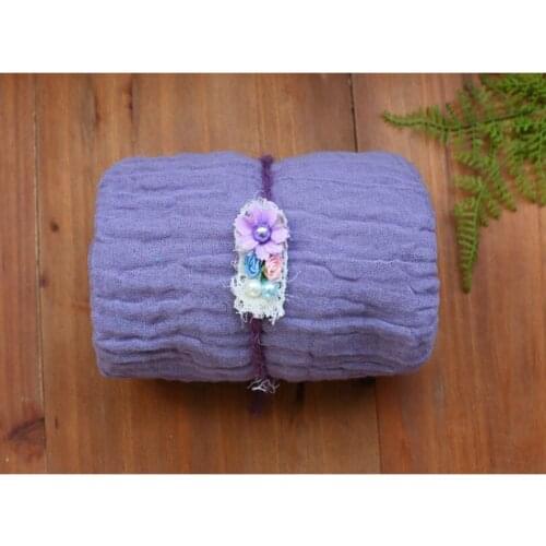 Gauze Cotton Dyed Blanket Newborn Cheesecloth Wrap Baby Knitted Wrap And Headband Set Newborn Photography Props