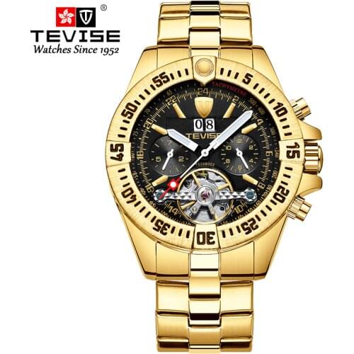 TEVISE Watches Men Mechanical Watch Mens Watches Top Brand Luxury Calendar Luminous Hands Wristwatches T839B-002 erkek saat 2019