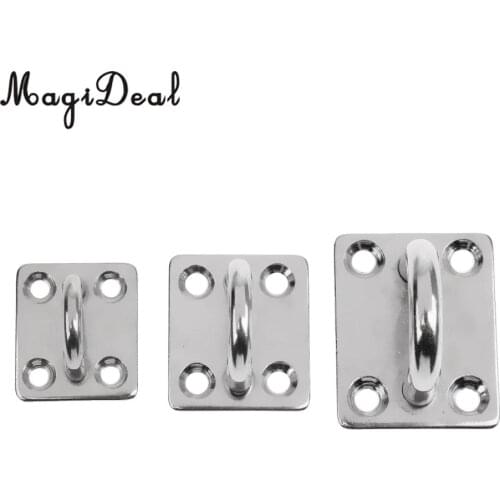 MagiDeal Heavy Duty 304 Stainless Steel Pad Eye Plate 5mm 6mm 8mm Square Plate Shade for Marine Rowing Boat Sailboat Application