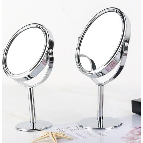 Desktop Metal Makeup Mirror Double-Sided Vanity Mirror Rotation of the Portable Small Mirror Zoom Function
