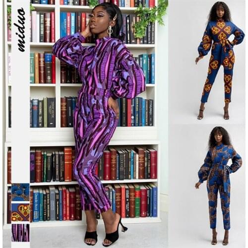 2021 Clothing New Fashion Popite WomenS Digital Printing Leisure Lantern Long Sleeve Strap High Waist Jumpsuit