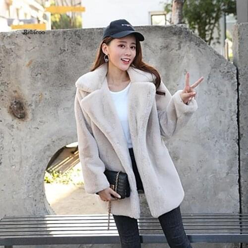 New Autumn Winter Soft Plush Faux Fur Jacket Women New Elegant Warm Thick Fur Outerwear