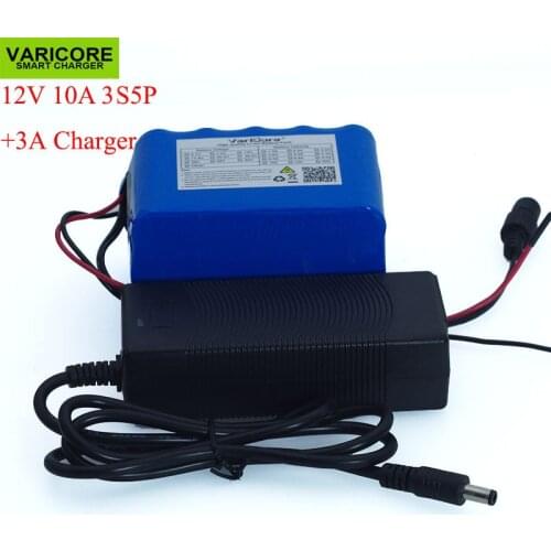 New 12 V 10ah 18650 lithium Rechargeable battery 12v 10000 mAh Camera power is protected with PCB+ 12.6 v 3A battery Charger