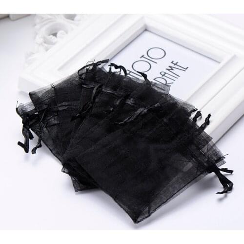 Wholesale 100pcs/Lot Small Organza Bags Drawstring 7x9cm Black Pouch Used to Wedding Christmas Gift Jewelry Bags&Pouches