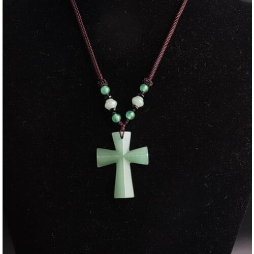 Wholesale 3pcs Hand Knotter String Cross stone necklace onyx pink quartz Natural Stone Beads Energy Women Necklace Women jewelry