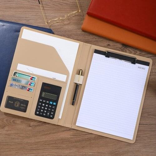 Business Padfolio File Folder Portfolio PU Leather With Notepad Clipboard A4 Letter Size Writing Pad School Office Conference