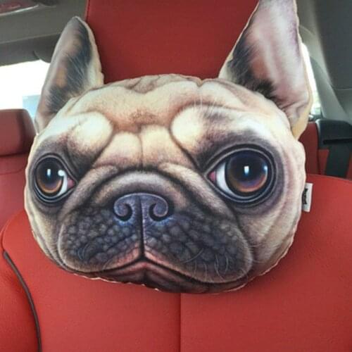 Car Headrest Head Neck Rest Seat Back Lovely Dog Cat Animal Huskies Gift Present 3D Car Styling