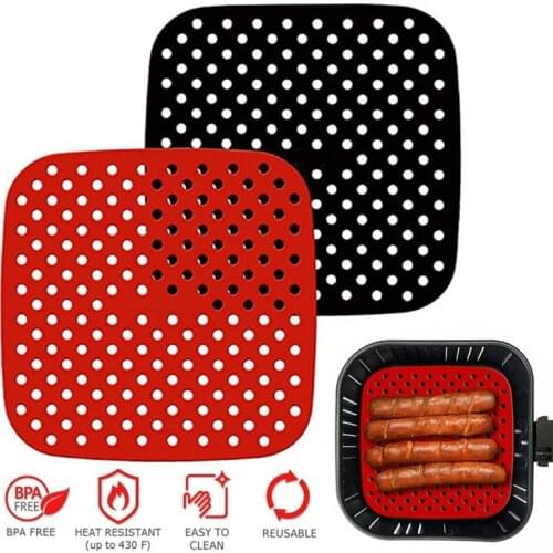 Air Fryer Liner Air Fryer Mat Food Grade Non-Stick Silicone Fryer Basket For 7.5~9-Inch Air Fryers Steamers Kitchen Accessories