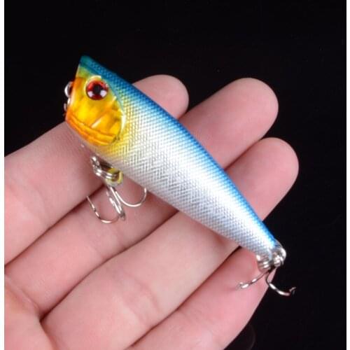 1pcs 6cm 6.9g Fishing Lure Topwater Popper Crankbait Hard Bait Floating Lures Treble Hooks With 3D Eyes
