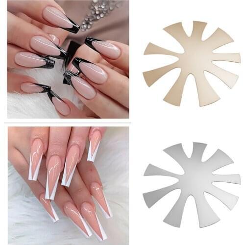 Pro 9 Sizes Easy French Cut V-Shape Tips Nail Art Template Tools Manicure Edge Nail Art Cutter Clipper Stainless Steel Dropship