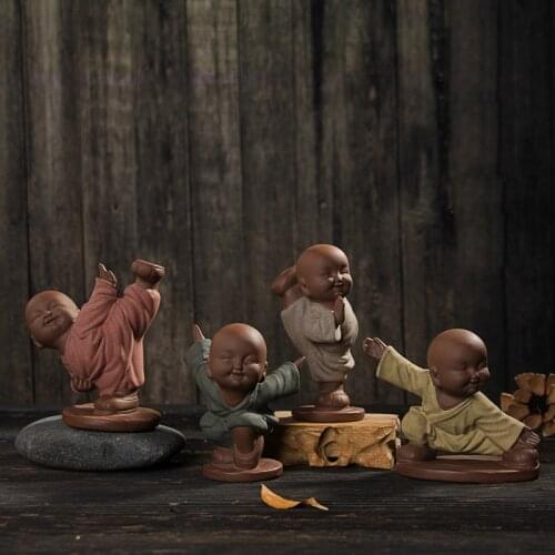 Dropship Chinese ceramic buddha statue Painted pottery tea pet home decor Decoration wholesale small monk